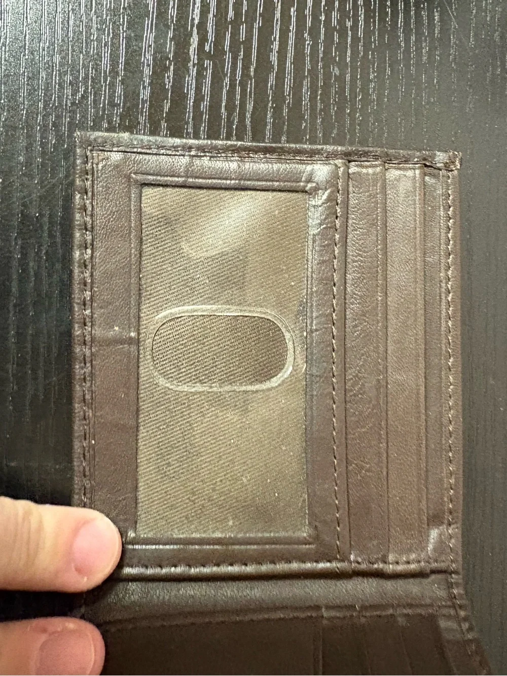 Genuine Leather Brown Bifold Wallet ID Window Card Holder